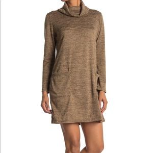 Cotton Emporium Warm Cozy Cowl Neck Long Sleeves Sweater Mini Dress